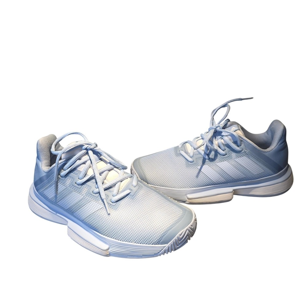 Adidas Bounce Tennis Shoes Women 7 Blue Mesh Lightweight Sneakers EE9561